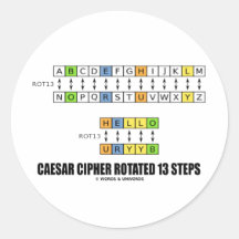 Caesar Cipher Rotated 13 Steps (Cryptography) Round Stickers