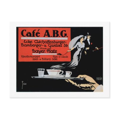 Cafe ABG Vintage Coffee Shop Ad Art Post Cards by redwingshoppe