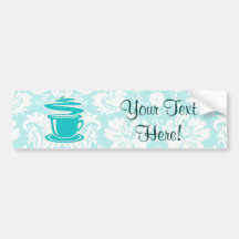 Café chaud turquoise autocollant pour voiture