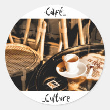 Café Culture Round Sticker
