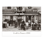 Café in France sepia postcard