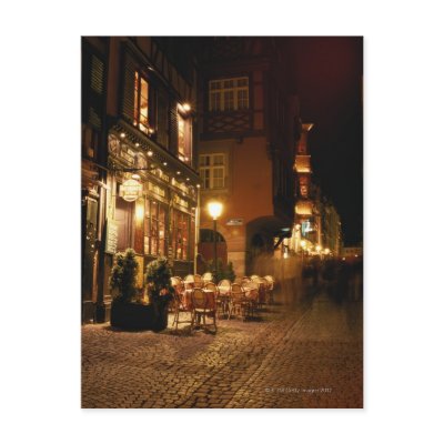 Cafe in Strasbourg Post Cards by prophoto