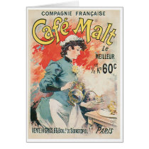 Cafe Malt Vintage Coffee Drink Ad Art Greeting Cards