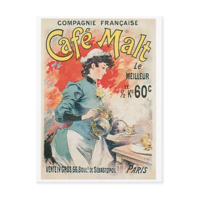 Cafe Malt Vintage Coffee Drink Ad Art Postcard by redwingshoppe
