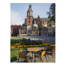 Cafe overlooking Wawel Cathedral, Wawel Hill, Post Card