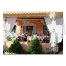 Cafe with Halloween decorations Card