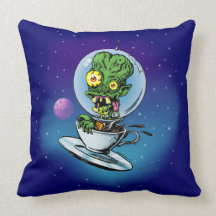 Caffeine Case From Outer Space Throw Pillows