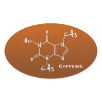 Caffiene molecule (chemical structure) oval stickers