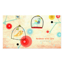 Cages Birds Business Cards Poppies