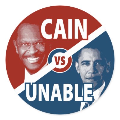 Cain vs Unable Herman Cain 2012 Sticker by AmericanElephant