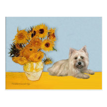Cairn Terrier 4 - Sunflowers Post Cards
