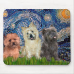 Cairn Terriers (three) - Starry Night Mouse Mats