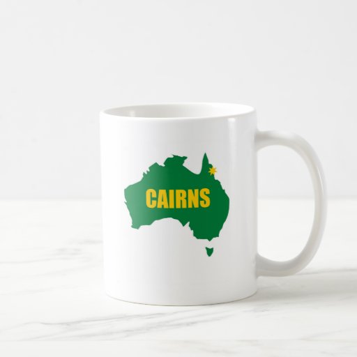 Cairns Green and Gold Map Coffee Mugs