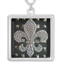 Caisse cloutée d'impression de fleur de lis bijouterie fantaisie