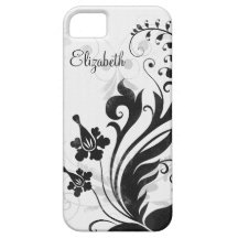 Caisse florale blanche noire personnalisée de l'iP Coques iPhone 5 Case-Mate