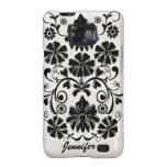 Caisse florale de damassé élégante avec le nom coques galaxy SII