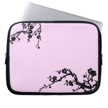 Caisse florale d'ordinateur portable de noir et de trousse pour ordinateur portable