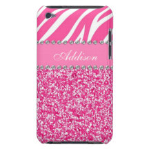 Caisse Girly de fausse pierre d'impression de zèbr Coque iPod Touch