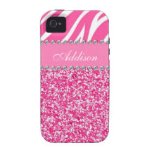 Caisse Girly de fausse pierre d'impression de zèbr Coques iPhone 4/4S