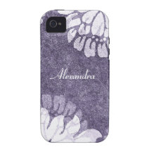 caisse pourpre de fleurs de damassé coques iPhone 4