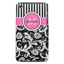 Caisse rayée rose, noire, blanche de contact d'iPo Coque Case-Mate iPod Touch