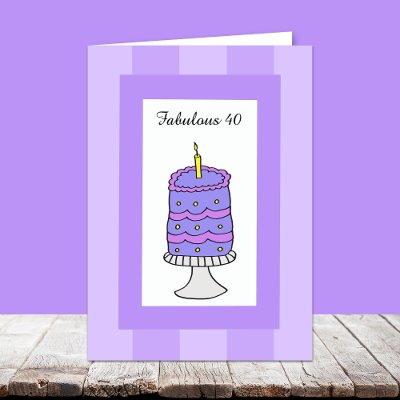 Cake 40th Birthday Cards by KathyHenis
