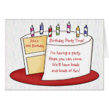 Cake Birthday Party Invitation Greeting Card