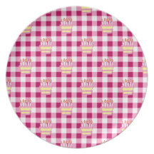 Cake Pink Chequered Pattern Plates