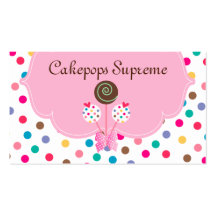 Cake Pops Business Card Polka Dots Pink Mint