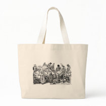 Calavera Bicyclists circa late 1800's Mexico Canvas Bags