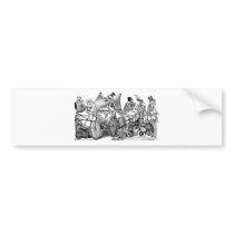 Calavera Bicyclists circa late 1800's Mexico Bumper Stickers