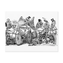 Calavera Bicyclists circa late 1800's Mexico Post Card