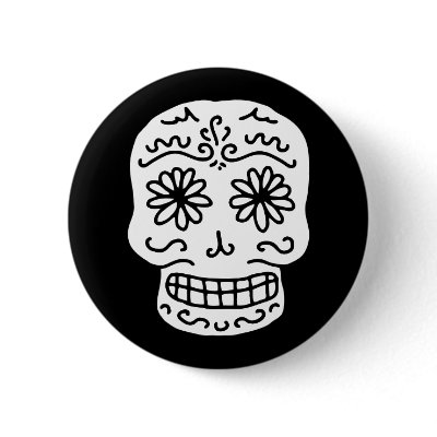 Calavera Sugar Skull Pinback Buttons by opheliasart