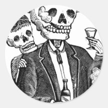Calaveras from Guadalajara, Mexico Round Stickers