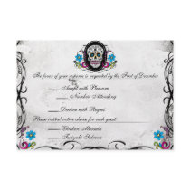 Calaveras Sugar Skull & Flourishes Reception Card Custom Invite