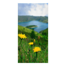 Caldera lake in Azores islands Custom Photo Card