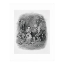 Caleb Plummer and his blind daughter, from 'Charle Postcard