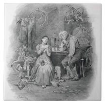 Caleb Plummer and his blind daughter, from 'Charle Ceramic Tile