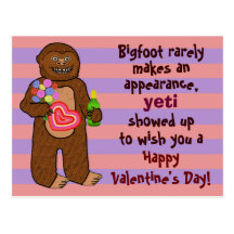 Calembour drôle de Saint-Valentin de Bigfoot Carte Postale