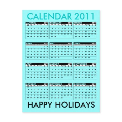 Calendar 2011 Happy Holidays Postcard Blue by pixibition