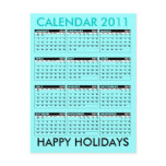 Calendar 2011 Happy Holidays Postcard Blue