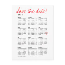 Calendar 2014 Save the Date Postcard