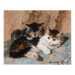 Calico Cat and Grey Kitten Fine Art Painting posters