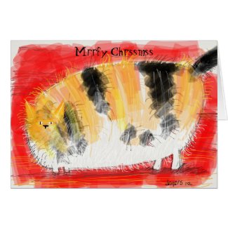 Calico cat on red cards Christmas edition