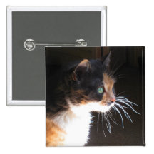 Calico Cat Whiskers Pinback Button