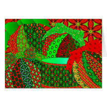 Calico christmas ornaments greeting cards