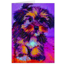 calico dog card