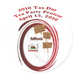 California 2010 Tax Day Tea Party Protest Round Sticker