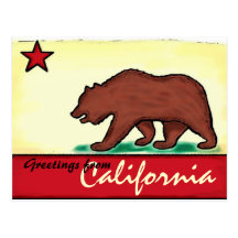 California artistic flag greeting postcard