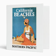 California Beaches Vintage Travel Poster 3 Ring Binder